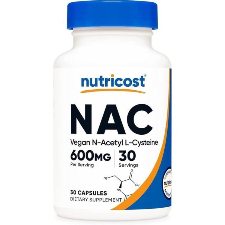 Nutricost N-Acetyl-L-Cysteine (NAC), Immune, Respiratory, Liver Health, NAC 600 mg, Potent antioxidant Support, Free-radicals, Easy to Absorb, 30 Capsules