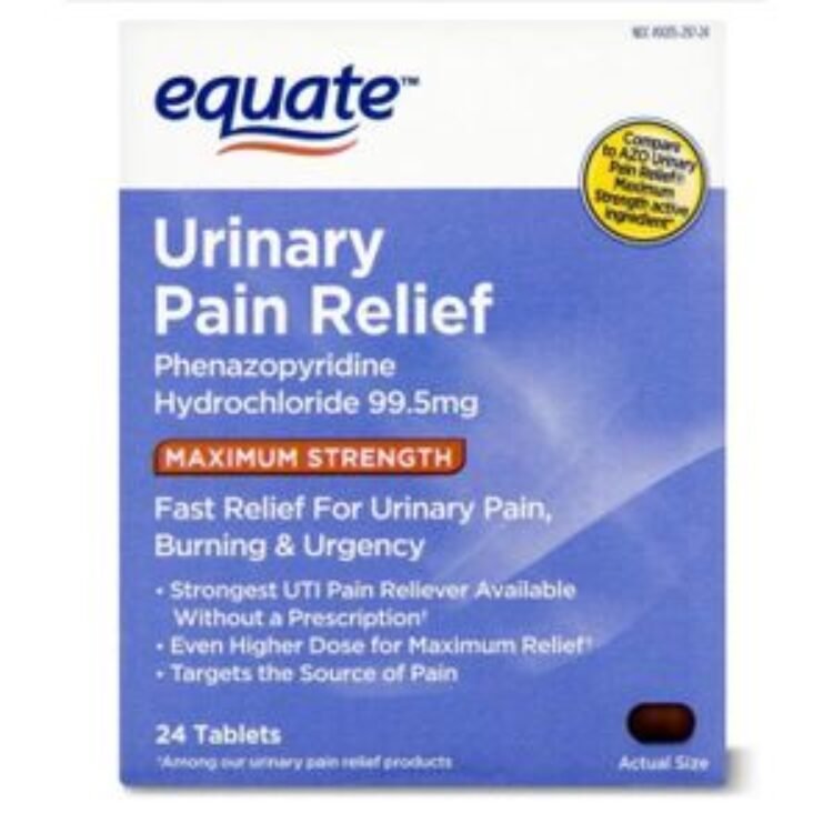 Equate Maximum Strength Urinary Pain Relief Phenazopyridine Tablets, 99.5 mg, 24 Count