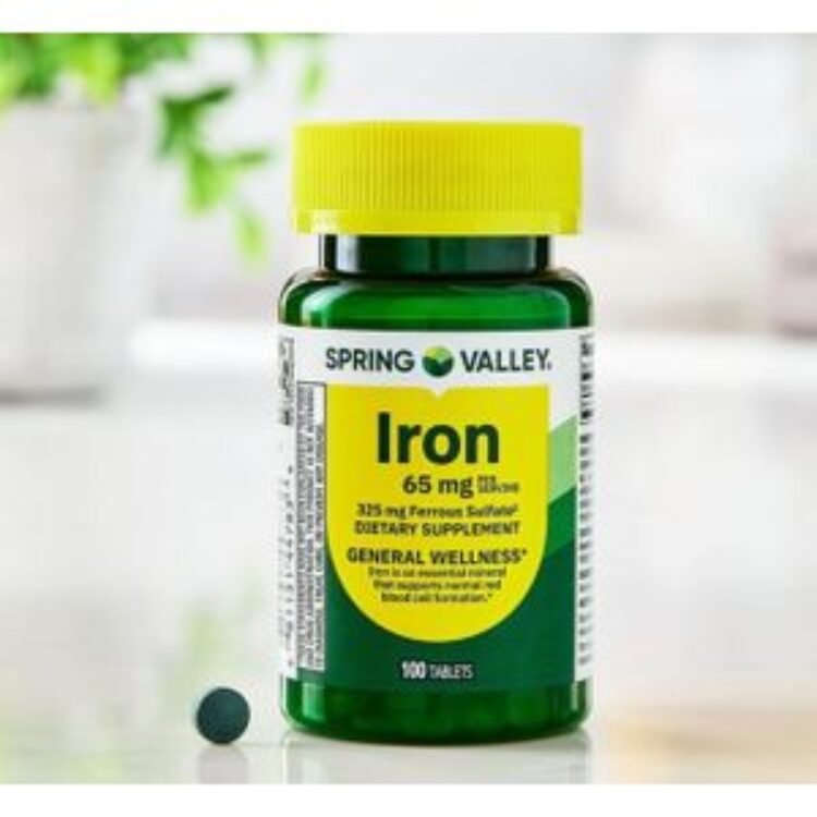Spring valley Iron Supplement 65mg, 325mg FerrousSulfate, Non-Constipating Iron Tablets for Women & Men, Good Energy & Red Blood Cell Formation