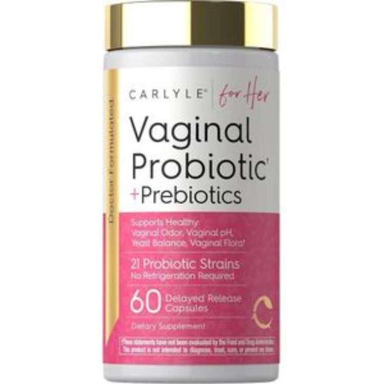 CARLYLE Vaginal Probiotics for Women – 60 Capsules – with Prebiotics – Supports Healthy Odor, pH, Yeast Balance, and Flora – Vegan, Non-GMO, Gluten Free – for Her