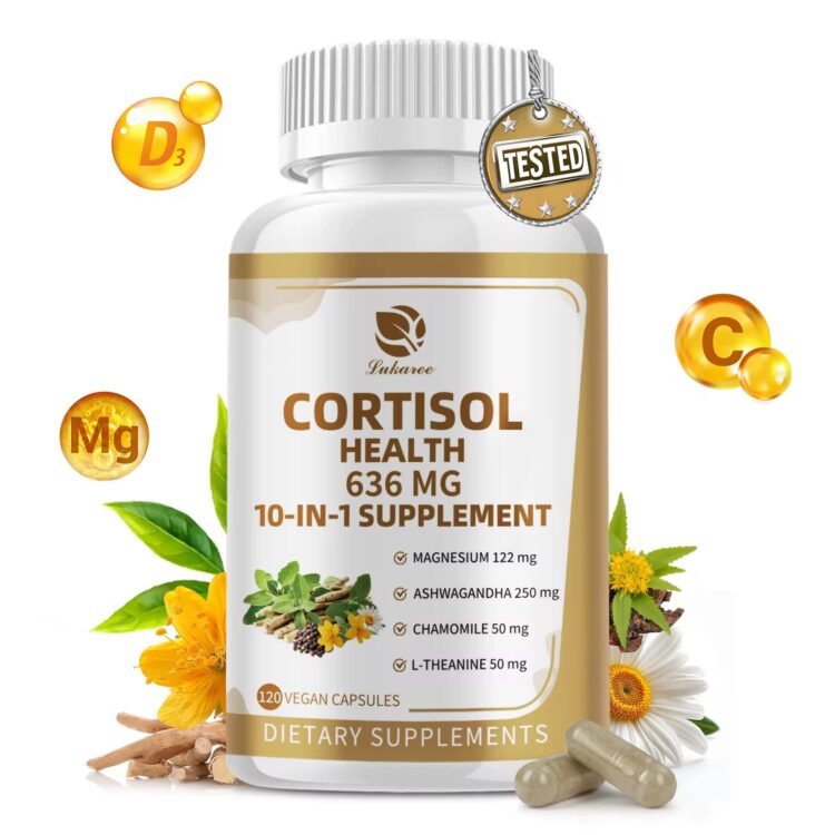 Cortisol Health 10-in-1 Complex Supplement – Manage Stress Levels – Promotes Relaxation & Sleep Support – Cognitive Function – Immune Support