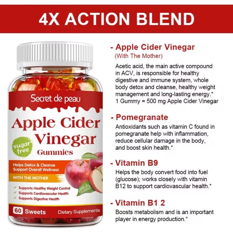Apple Cider Gummies – Detox & Cleanse | Weight Management x60