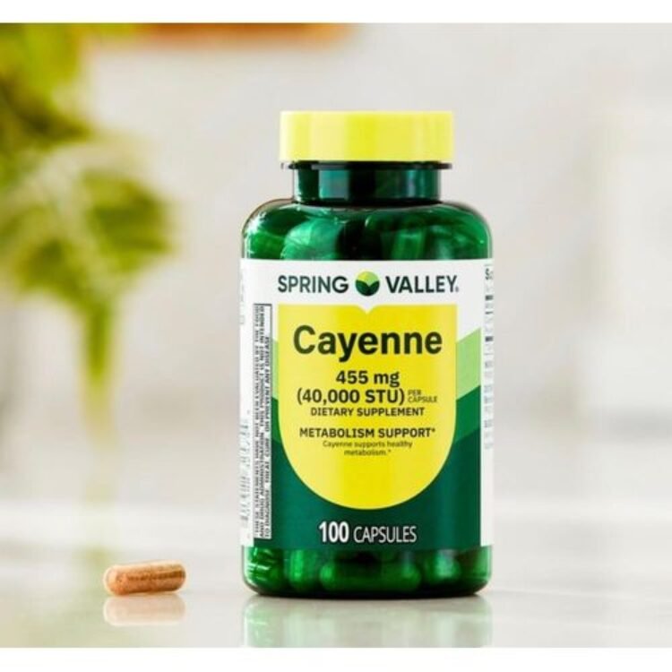Spring valley Cayenne Dietary Supplement Capsules for Metabolism Support, 455 mg, 100 Count