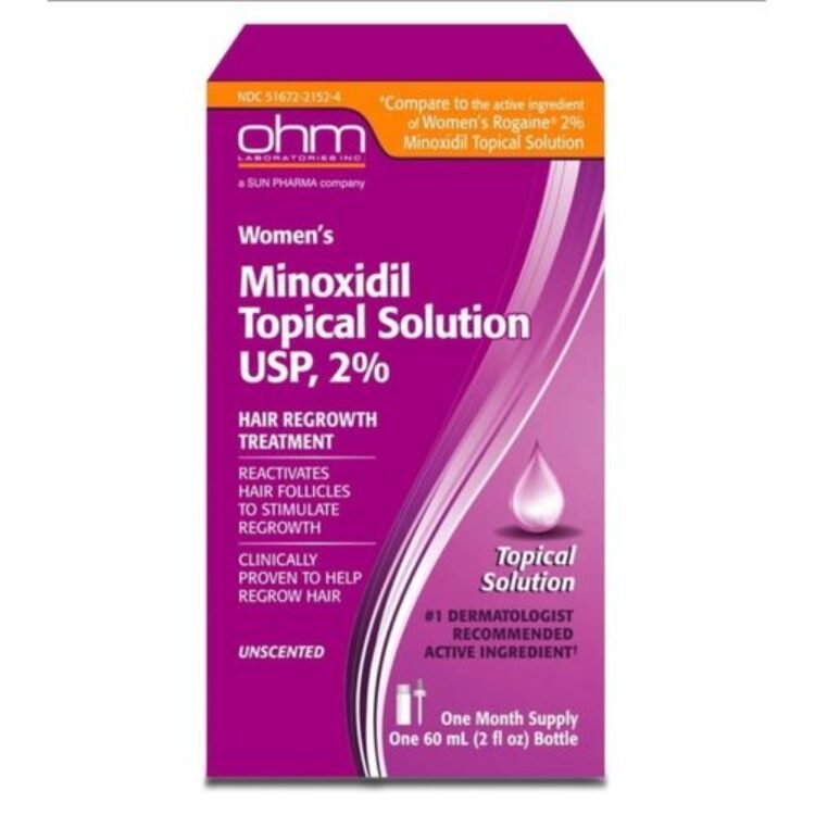 Ohms Minoxidil Women’s 2% Solution 2oz Tincture Bottle (1 Month Supply) Clinically Proven to Regrow Hair, Topical Solution 2%, Hair Thinning Treatment