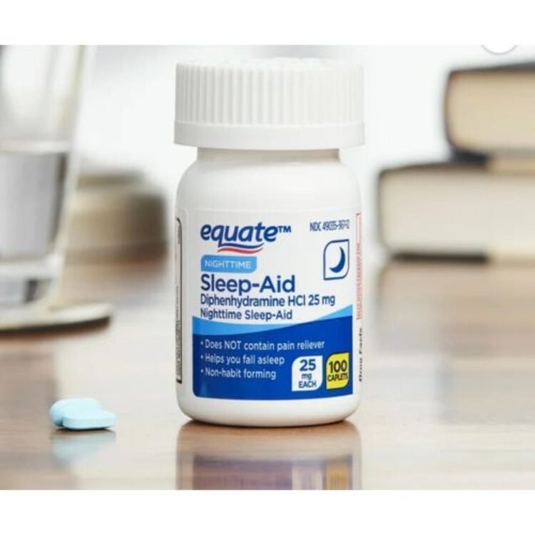 Equate Nighttime Sleep-Aid di-phenhydramine HCL 25 mg Caplets, 100 Count, Compare to Simply Sleep® Active Ingredient