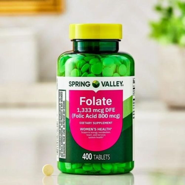 Spring valley Folate 1,333 mcg DFE, FolicAcid 800 mcg, 400 Tablets – Dietary Supplement, Women’s Health Boost, Metabolism & Heart Support