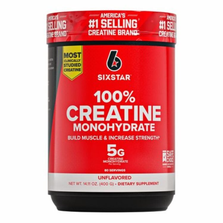 Sixstar 100% Creatine Monohydrate Powder – Unflavored Micronized Creatine Monohydrate Supplement for Workout Performance, Muscle Building & Strength – Creatine Powder for Women & Men – 80 Servings