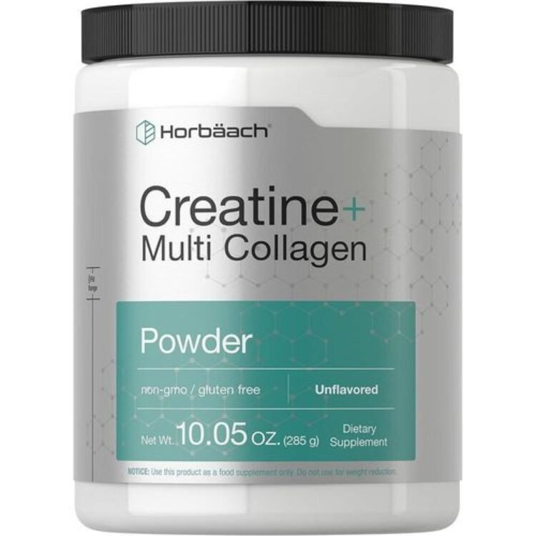 Horbaach Creatine Monohydrate Powder with Collagen and L-Taurine – 10.05 oz – Unflavored – for Women and Men – Non-GMO, Gluten Free