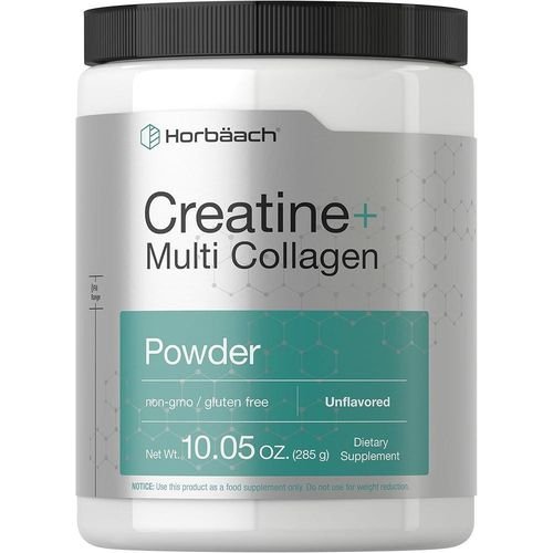 Horbaach Creatine Monohydrate Powder with Collagen and L-Taurine - 10.05 oz - Unflavored - for Women and Men - Non-GMO, Gluten Free