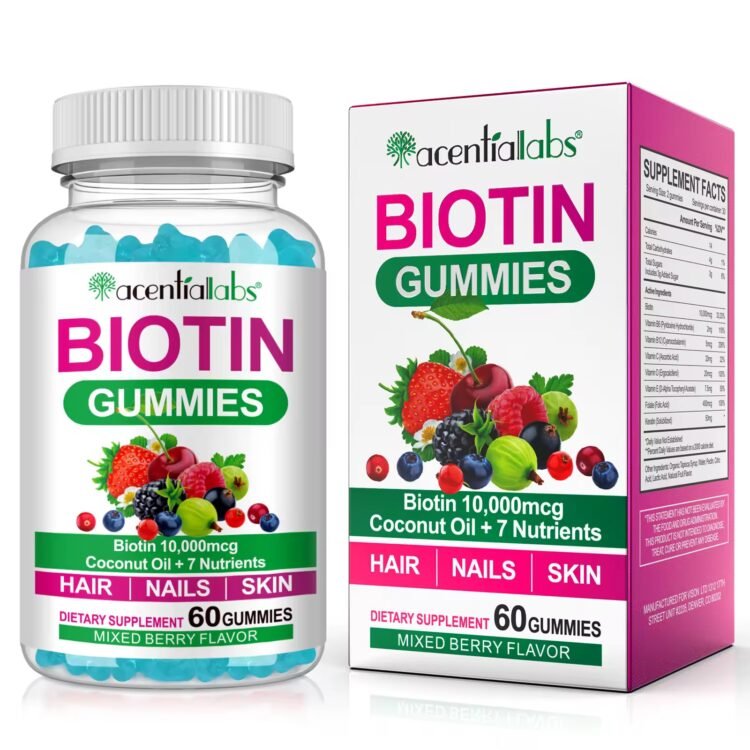 Biotin Gummies 10,000mcg plus Coconut Oil x60