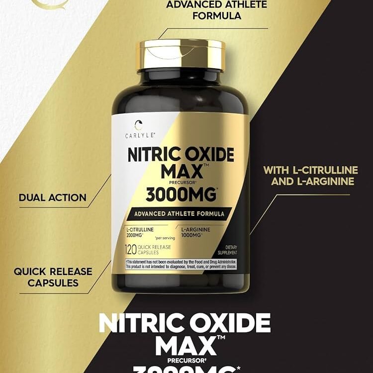 Carlyle Nitric Oxide Supplement 3000mg | 120 Capsules with L-Arginine & L-Citrulline | For Men & Women | Pre & Post Workout