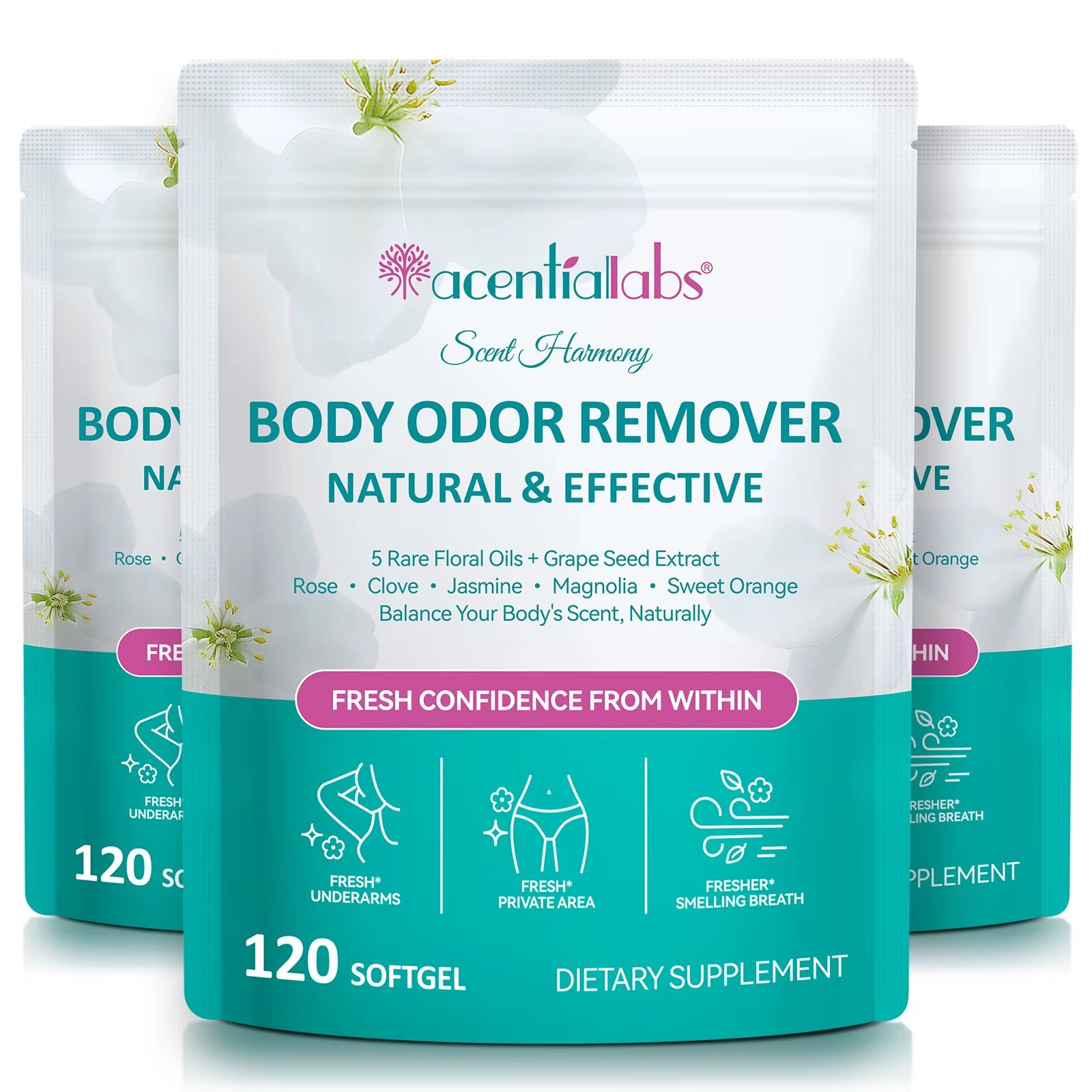 Body Odor Remover - Balance Your Bodys Scent, Naturally x 120 Capsules