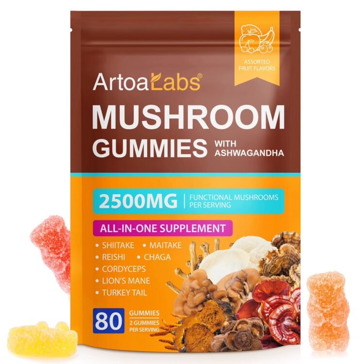 Mushroom Gummies with Ashwagandha 2500MG | FUNCTIONAL MUSHROOMS PER SERVING ALL-IN-ONE SUPPLEMENT