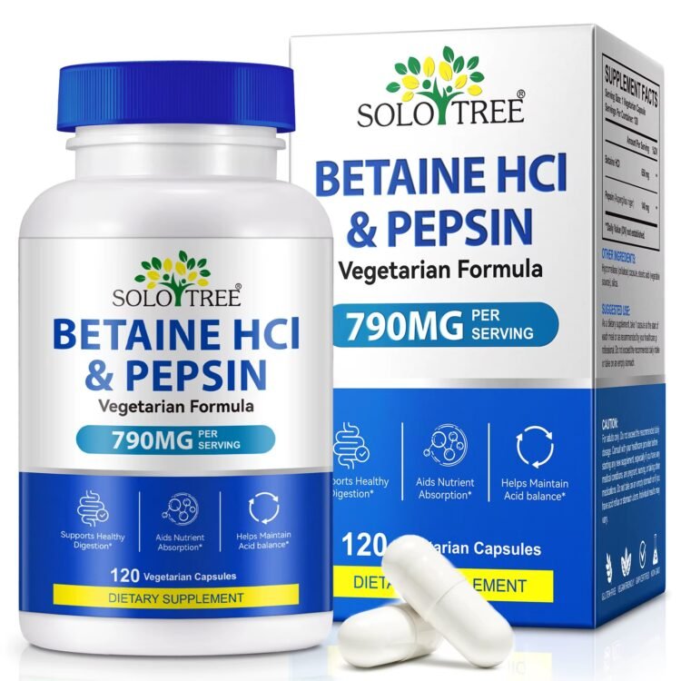 Betaine HCI & Pepsin Capsules – Vegetarian Formula – 790MG PER SERVING