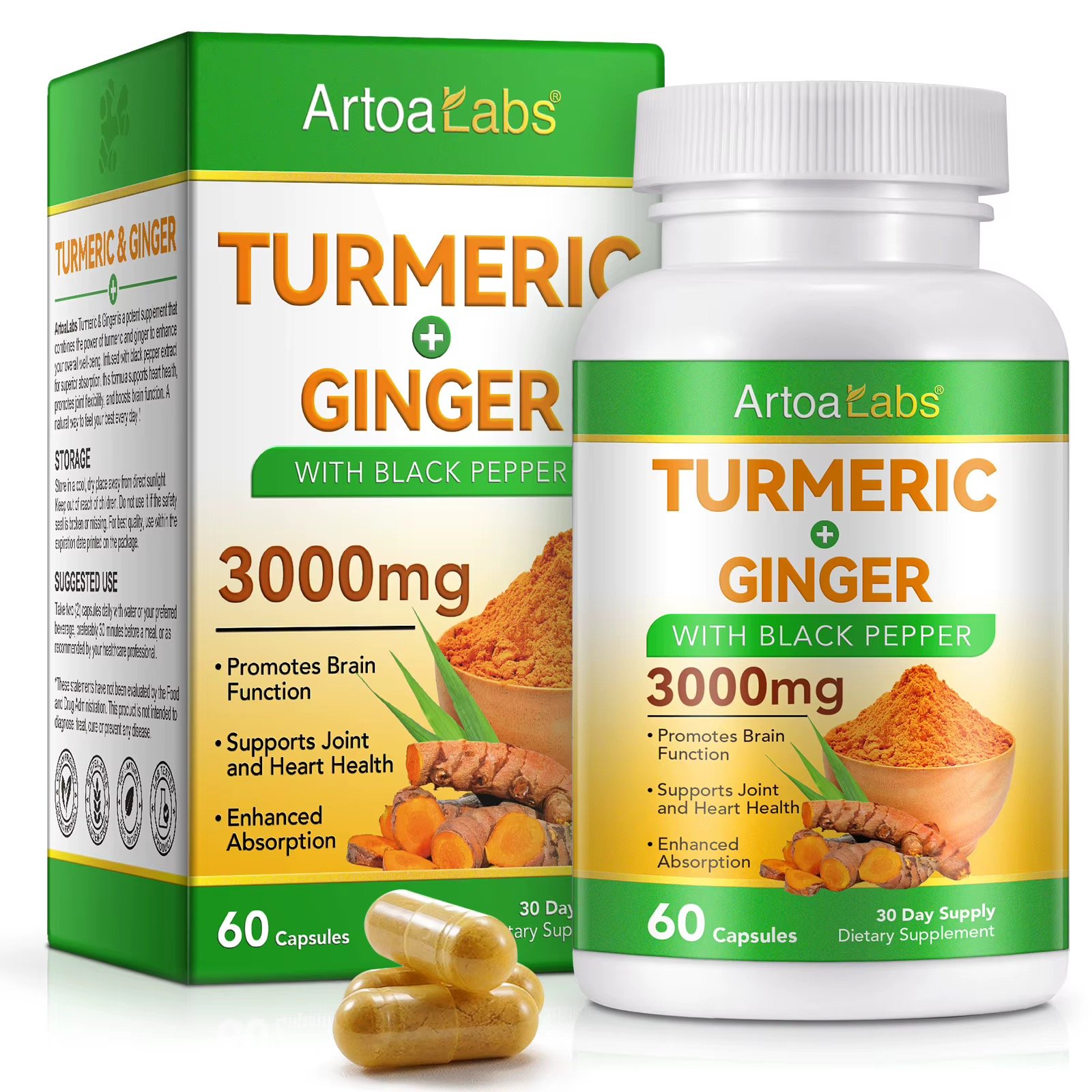 Turmeric Ginger With Black Pepper 3000mg x 60 Capsules